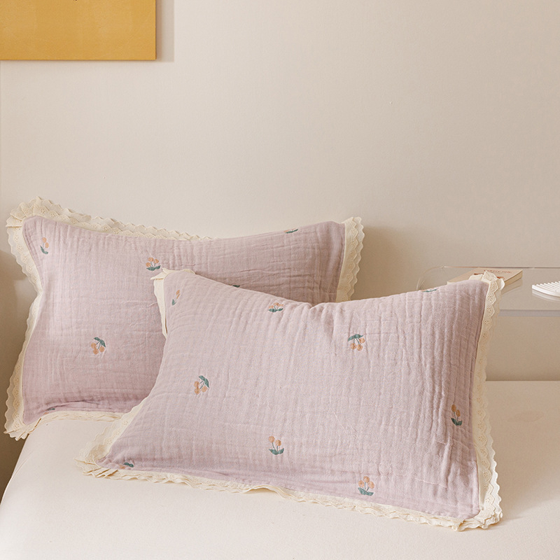 Két darab párnahuzat – Koreai csipkés géz, 100% pamut, prémium, egész éves használatra, hajolaj elleni védelem