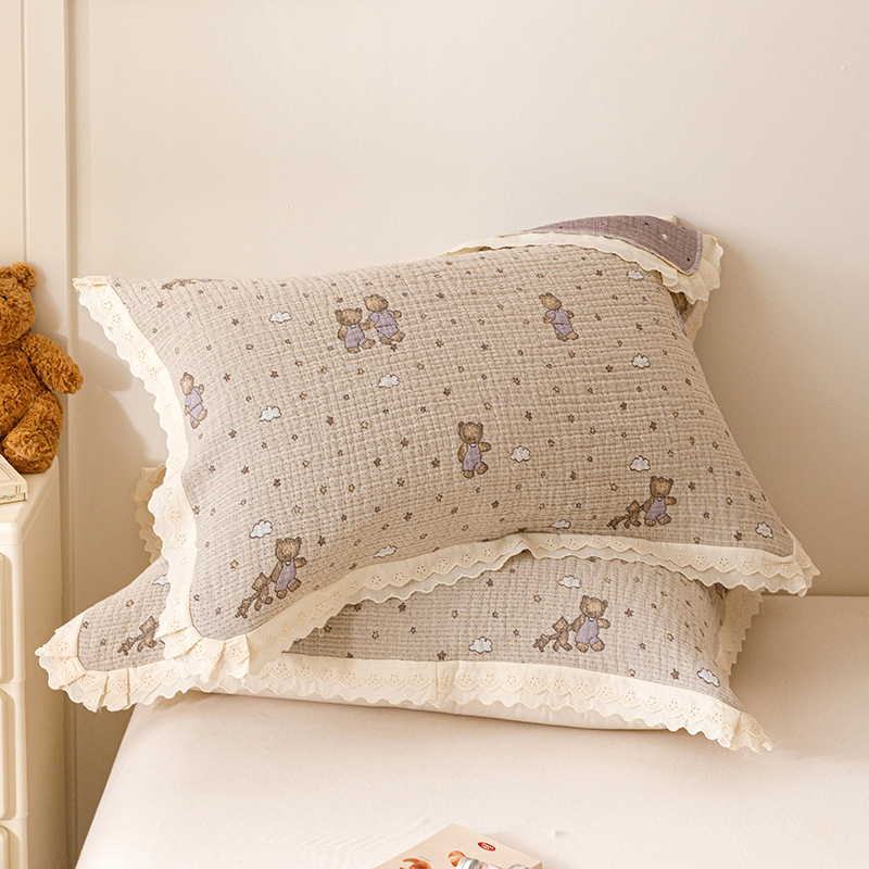 Két darab párnahuzat – Koreai csipkés géz, 100% pamut, prémium, egész éves használatra, hajolaj elleni védelem