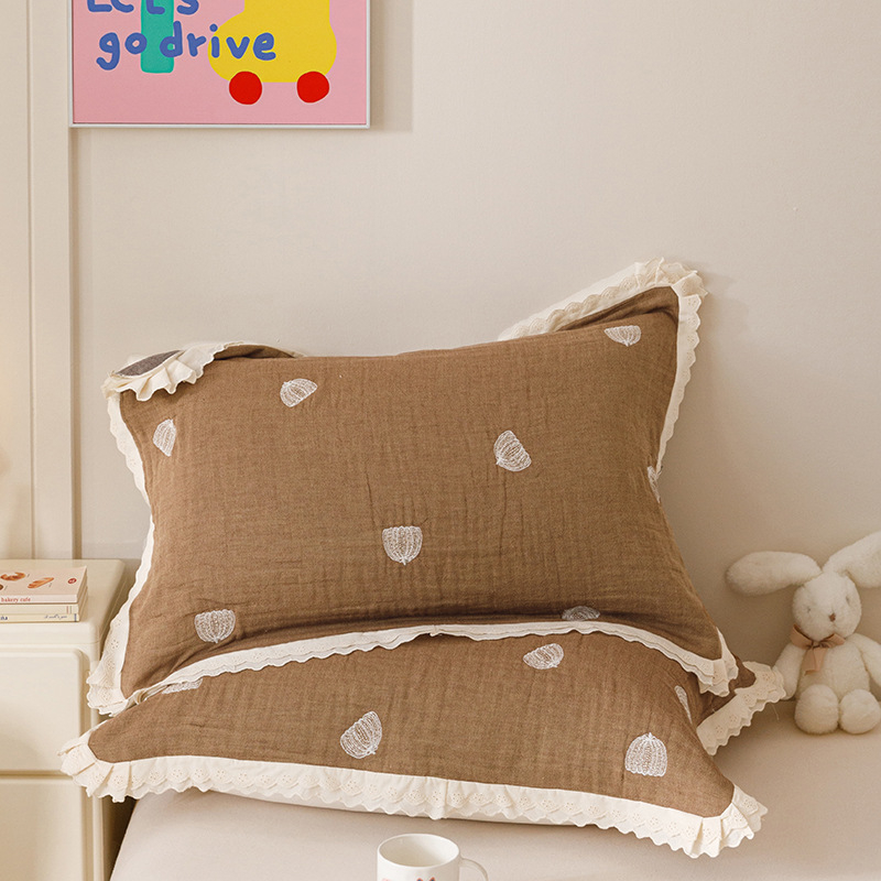 Két darab párnahuzat – Koreai csipkés géz, 100% pamut, prémium, egész éves használatra, hajolaj elleni védelem