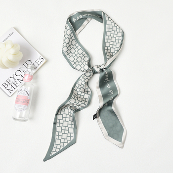 Полиестерен шал, корейски стил, дълга тънка лента, принт, летен аксесоар