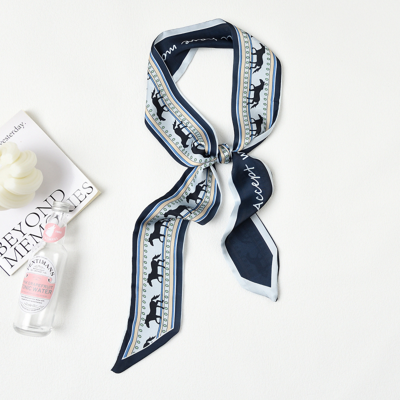 Полиестерен шал, корейски стил, дълга тънка лента, принт, летен аксесоар