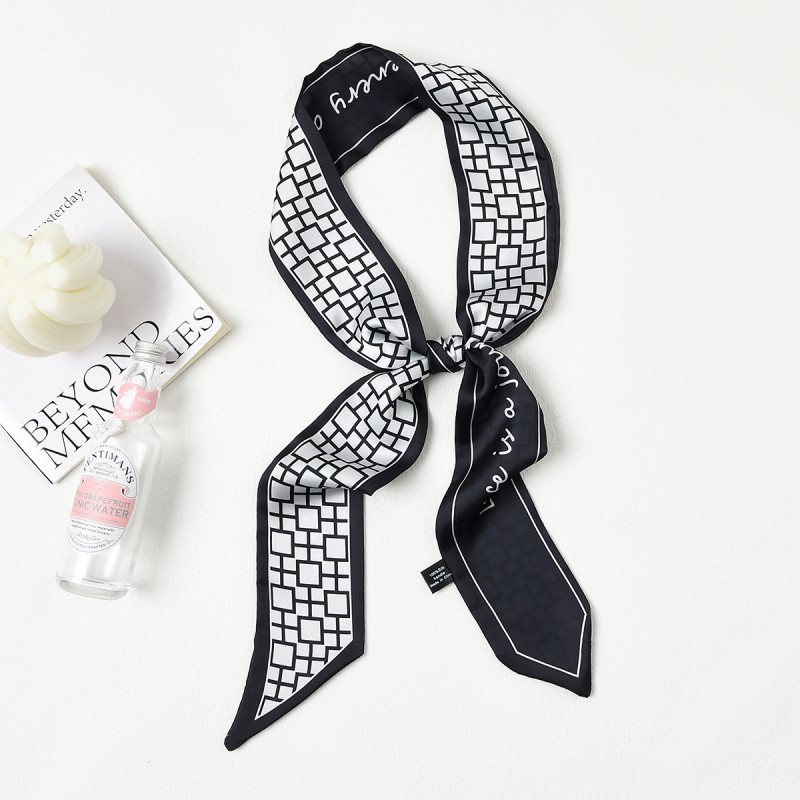 Полиестерен шал, корейски стил, дълга тънка лента, принт, летен аксесоар