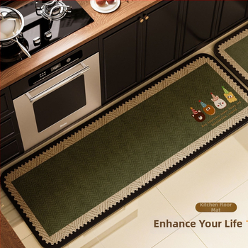 Кухненска подложка за пода от диатомова глина – нехлъзгаща се, квадратна форма, комплект от две части, ръчно пране