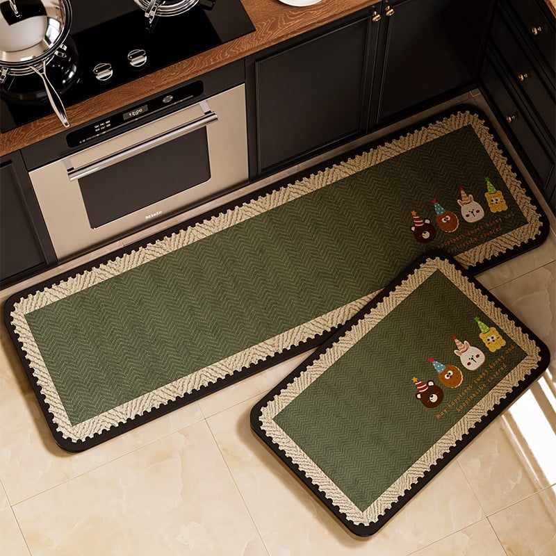 Кухненска подложка за пода от диатомова глина – нехлъзгаща се, квадратна форма, комплект от две части, ръчно пране