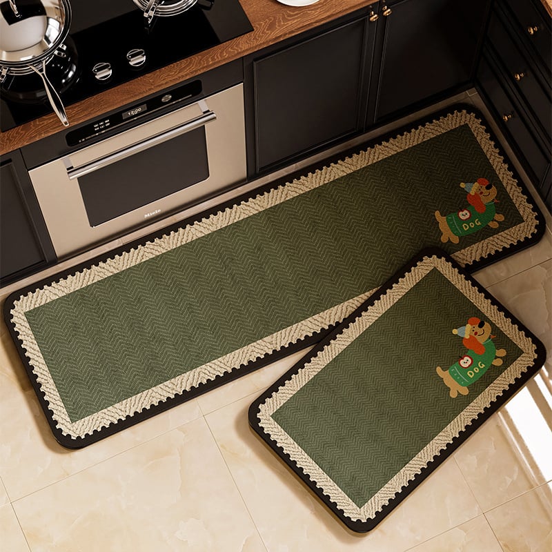 Кухненска подложка за пода от диатомова глина – нехлъзгаща се, квадратна форма, комплект от две части, ръчно пране