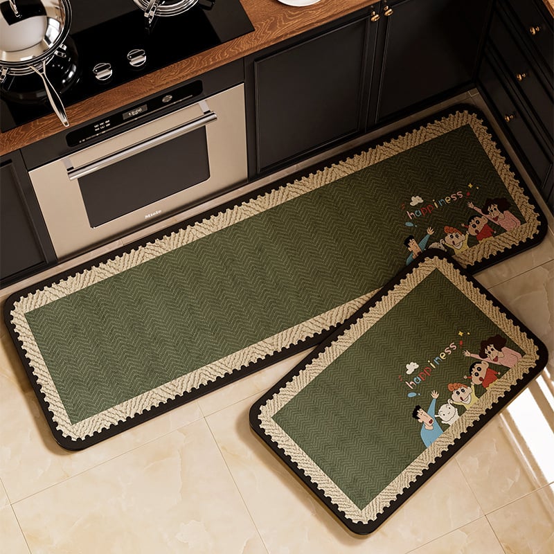 Кухненска подложка за пода от диатомова глина – нехлъзгаща се, квадратна форма, комплект от две части, ръчно пране