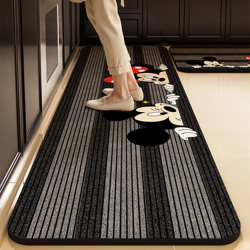 Кухненска подложка за пода от диатомова глина – нехлъзгаща се, квадратна форма, комплект от две части, ръчно пране