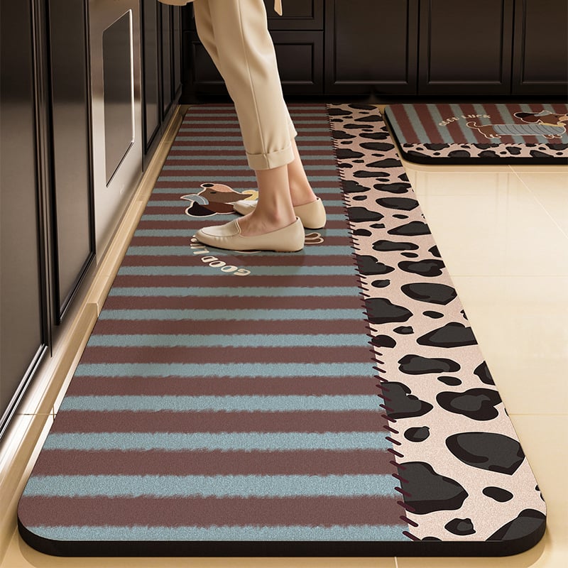 Кухненска подложка за пода от диатомова глина – нехлъзгаща се, квадратна форма, комплект от две части, ръчно пране