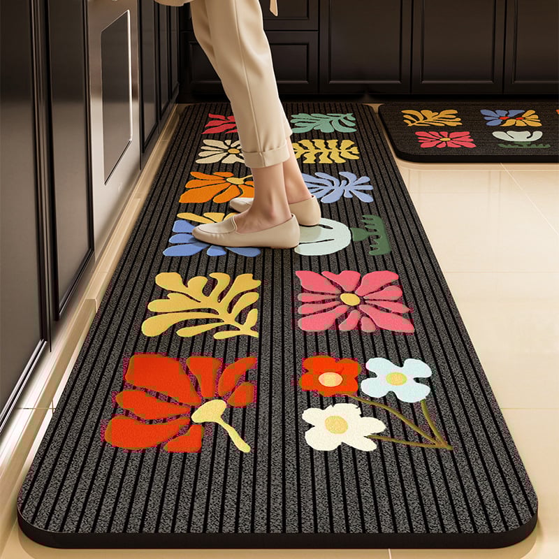 Кухненска подложка за пода от диатомова глина – нехлъзгаща се, квадратна форма, комплект от две части, ръчно пране