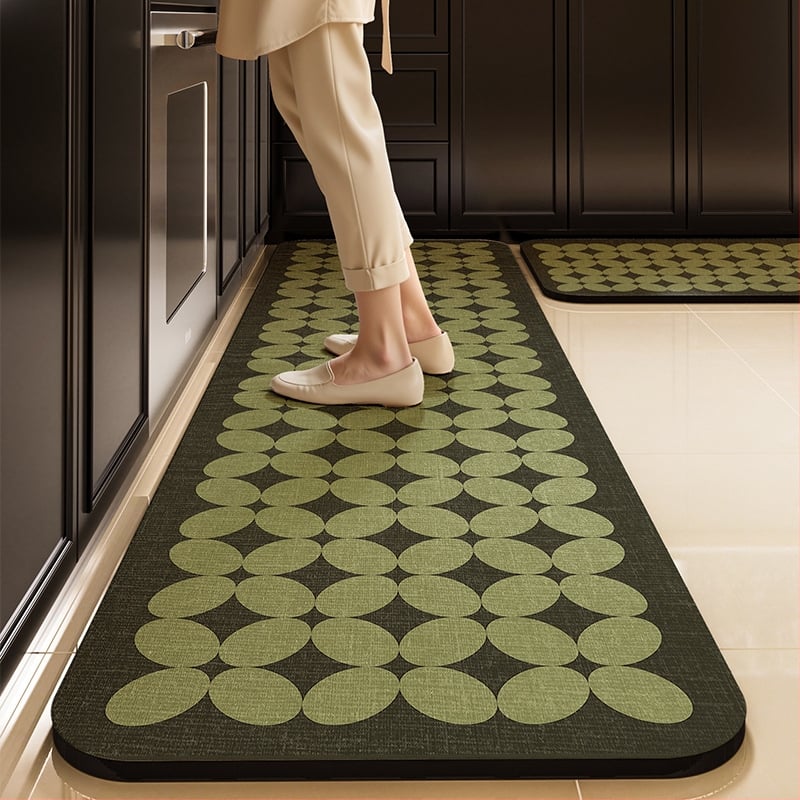 Кухненска подложка за пода от диатомова глина – нехлъзгаща се, квадратна форма, комплект от две части, ръчно пране