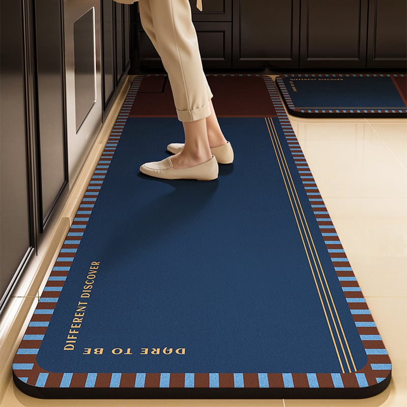 Кухненска подложка за пода от диатомова глина – нехлъзгаща се, квадратна форма, комплект от две части, ръчно пране