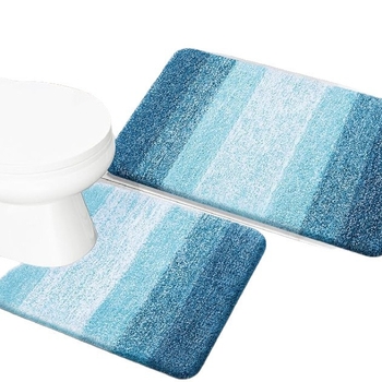 Комплект подложки за баня и тоалетна – градиентен дизайн, полиестерни влакна, термопечат, миещи се, за баня и вход, модерен минималистичен стил