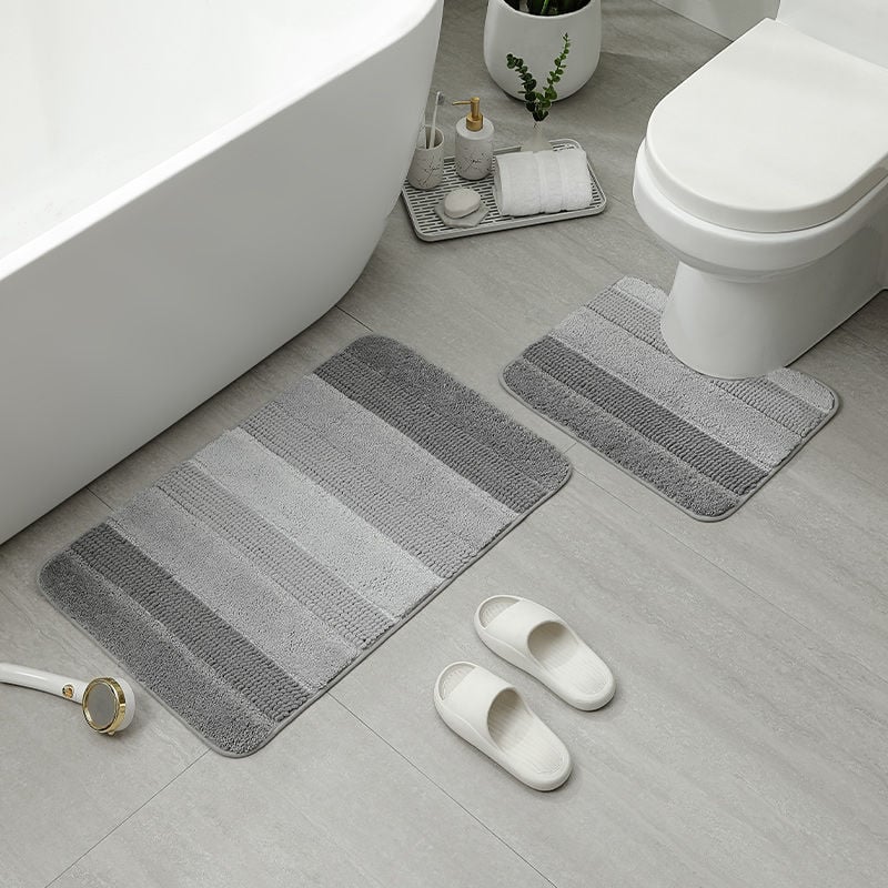 Комплект подложки за баня и тоалетна – градиентен дизайн, полиестерни влакна, термопечат, миещи се, за баня и вход, модерен минималистичен стил