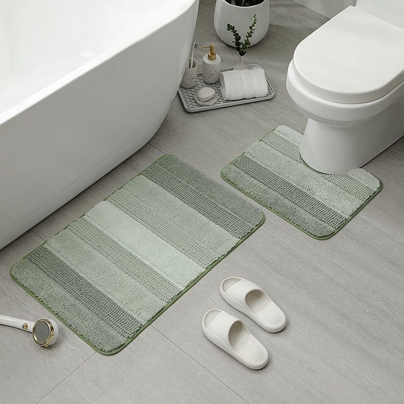 Комплект подложки за баня и тоалетна – градиентен дизайн, полиестерни влакна, термопечат, миещи се, за баня и вход, модерен минималистичен стил