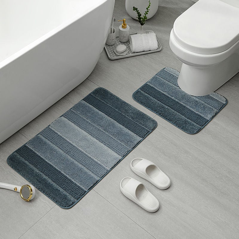 Комплект подложки за баня и тоалетна – градиентен дизайн, полиестерни влакна, термопечат, миещи се, за баня и вход, модерен минималистичен стил