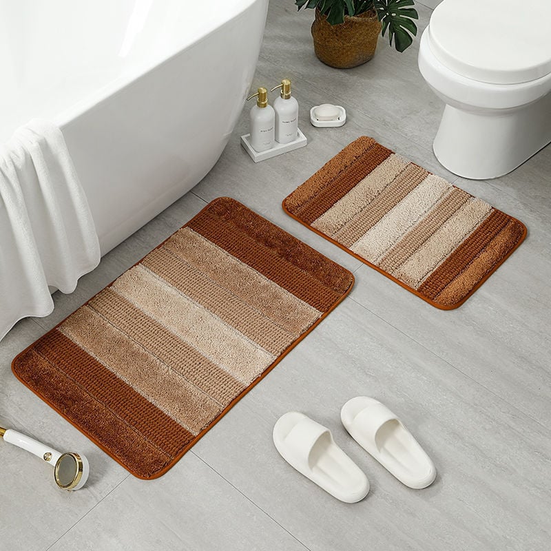 Комплект подложки за баня и тоалетна – градиентен дизайн, полиестерни влакна, термопечат, миещи се, за баня и вход, модерен минималистичен стил