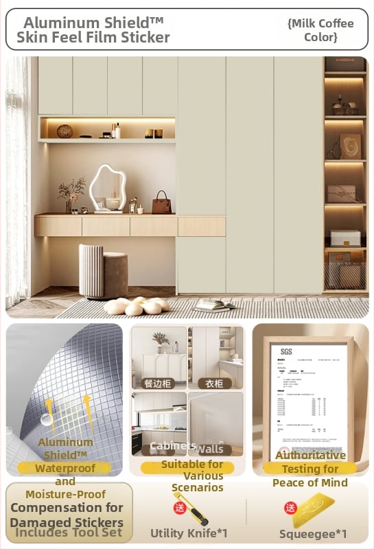 Самозалепващ стенен стикер за обновяване на мебели — кожоподобен филм, водоустойчив, комплект от 2 части, модел 69850, дневна, огледален стил