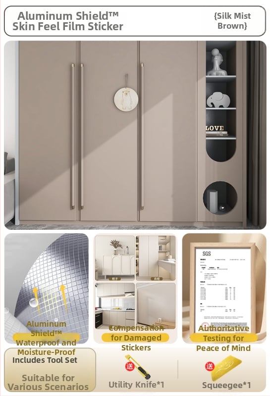 Самозалепващ стенен стикер за обновяване на мебели — кожоподобен филм, водоустойчив, комплект от 2 части, модел 69850, дневна, огледален стил