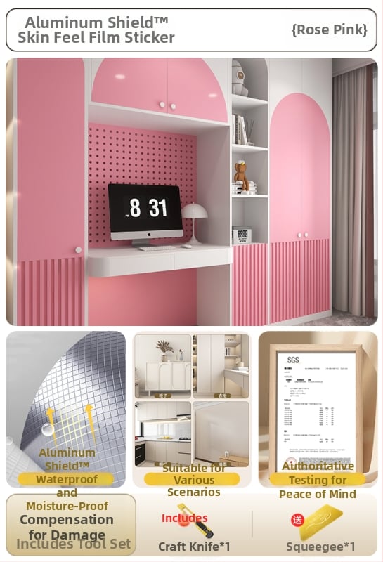 Самозалепващ стенен стикер за обновяване на мебели — кожоподобен филм, водоустойчив, комплект от 2 части, модел 69850, дневна, огледален стил