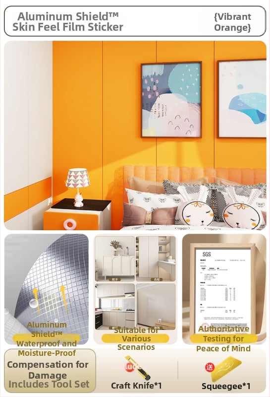 Самозалепващ стенен стикер за обновяване на мебели — кожоподобен филм, водоустойчив, комплект от 2 части, модел 69850, дневна, огледален стил