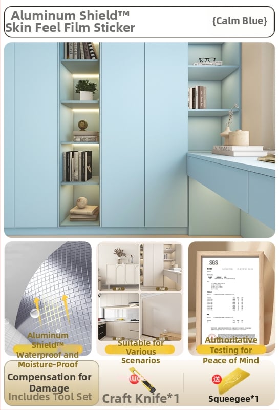 Самозалепващ стенен стикер за обновяване на мебели — кожоподобен филм, водоустойчив, комплект от 2 части, модел 69850, дневна, огледален стил