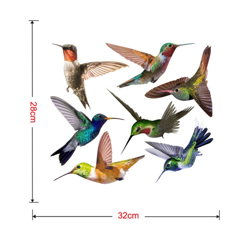 Колибри стъклен прозорец стикер, самозалепящ, водоустойчив PVC, 1 бр., симпатични животни, за дневна и спалня