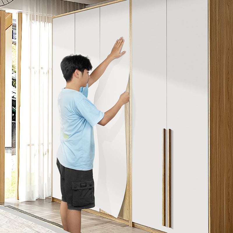 PVC фолио за обновяване на кухненски шкафове и врати — самозалепващ стенен стикер, 1 бр., водоустойчив, стил прост и модерен