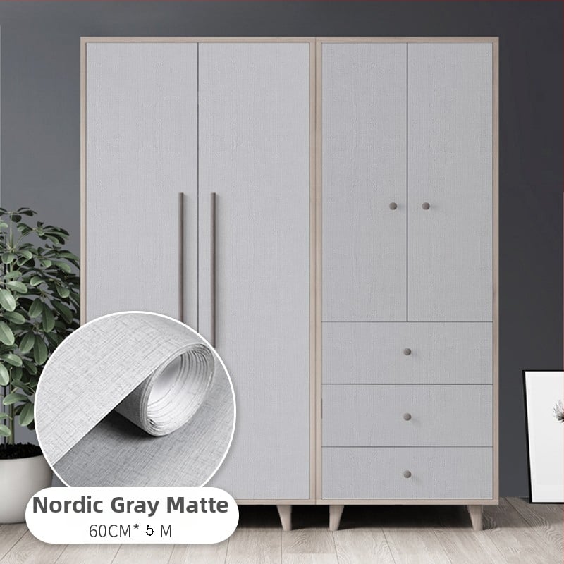 PVC фолио за обновяване на кухненски шкафове и врати — самозалепващ стенен стикер, 1 бр., водоустойчив, стил прост и модерен