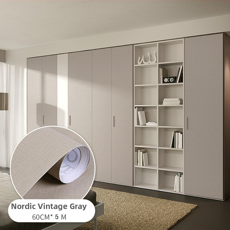 PVC фолио за обновяване на кухненски шкафове и врати — самозалепващ стенен стикер, 1 бр., водоустойчив, стил прост и модерен