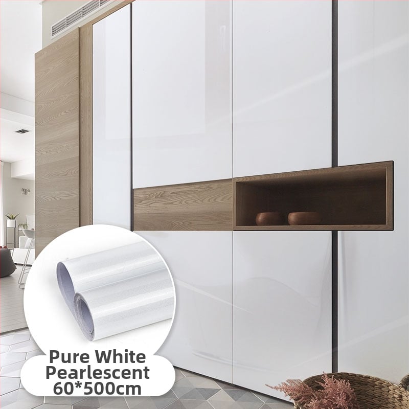 PVC фолио за обновяване на кухненски шкафове и врати — самозалепващ стенен стикер, 1 бр., водоустойчив, стил прост и модерен