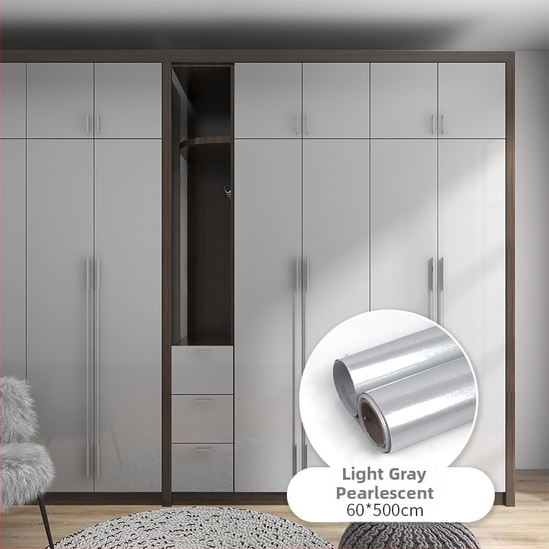 PVC фолио за обновяване на кухненски шкафове и врати — самозалепващ стенен стикер, 1 бр., водоустойчив, стил прост и модерен