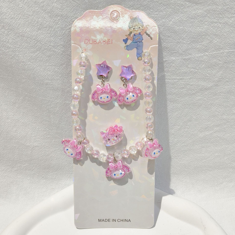 Gyerekeknek készült rajzfilmszerű hercegnő nyaklánc gyöngyös függővel, műanyag/gyanta, golyó lánc, 3–10 éveseknek