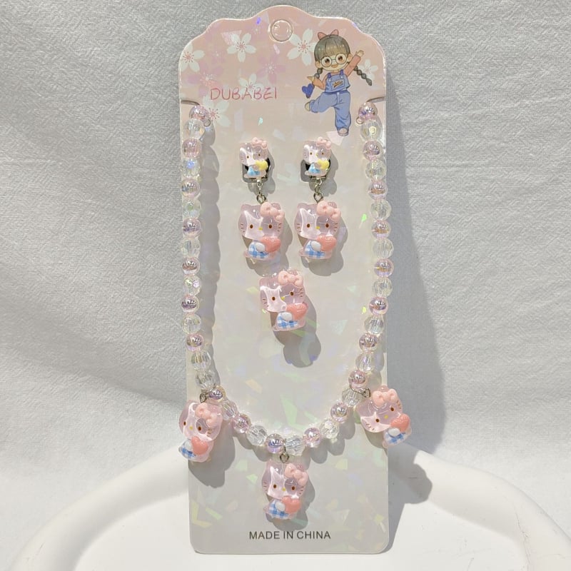 Gyerekeknek készült rajzfilmszerű hercegnő nyaklánc gyöngyös függővel, műanyag/gyanta, golyó lánc, 3–10 éveseknek