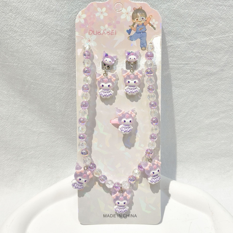 Gyerekeknek készült rajzfilmszerű hercegnő nyaklánc gyöngyös függővel, műanyag/gyanta, golyó lánc, 3–10 éveseknek