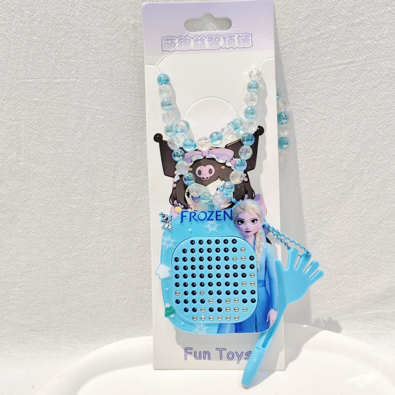 Gyerekeknek készült rajzfilmszerű hercegnő nyaklánc gyöngyös függővel, műanyag/gyanta, golyó lánc, 3–10 éveseknek