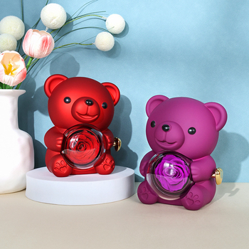 Ölelős maci és rózsa ékszerdoboz gyűrű- és nyaklánctároláshoz, tartós virágos ajándékdoboz, műanyag ékszertartó csomagolás