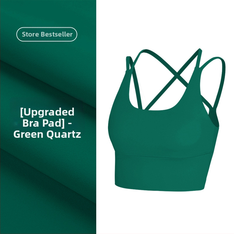 Top de yoga cu spate încrucișat, material care elimină umezeala, pernă detașabilă pentru piept, 80% nylon, 20% spandex
