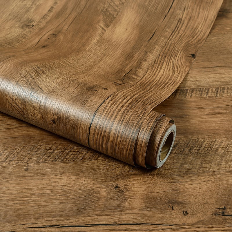 Стенен стикер PVC — имитация дървесен модел, водоустойчив декоративен, 1 бр., за хол, спалня, кабинет, ресторант