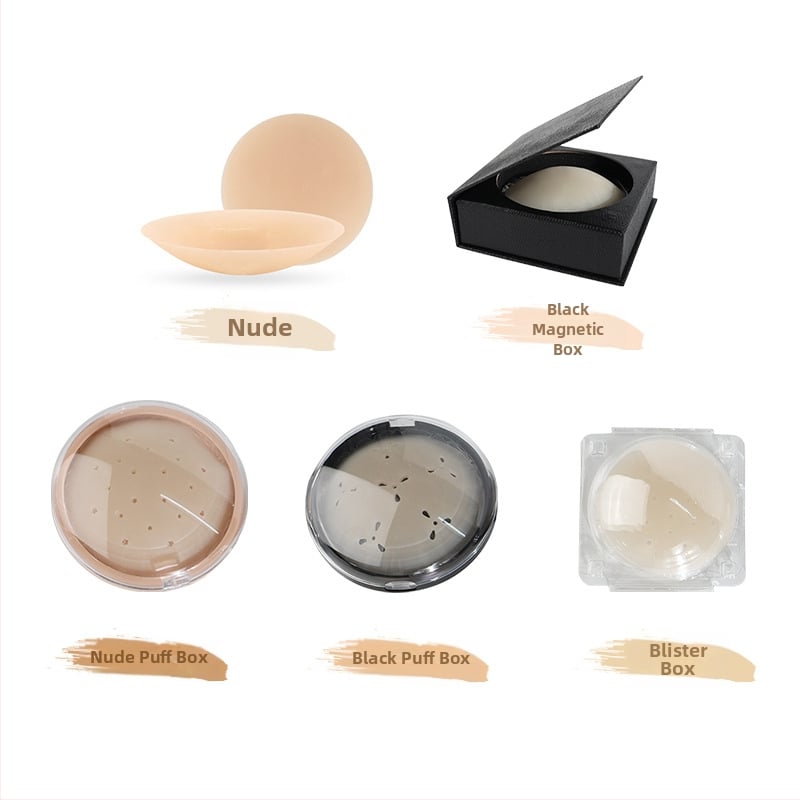 Szilikon melltapaszok - ultra vékony, légáteresztő és láthatatlan; kör alakú mellbimbóforma, fényes felület, üreges dizájn.