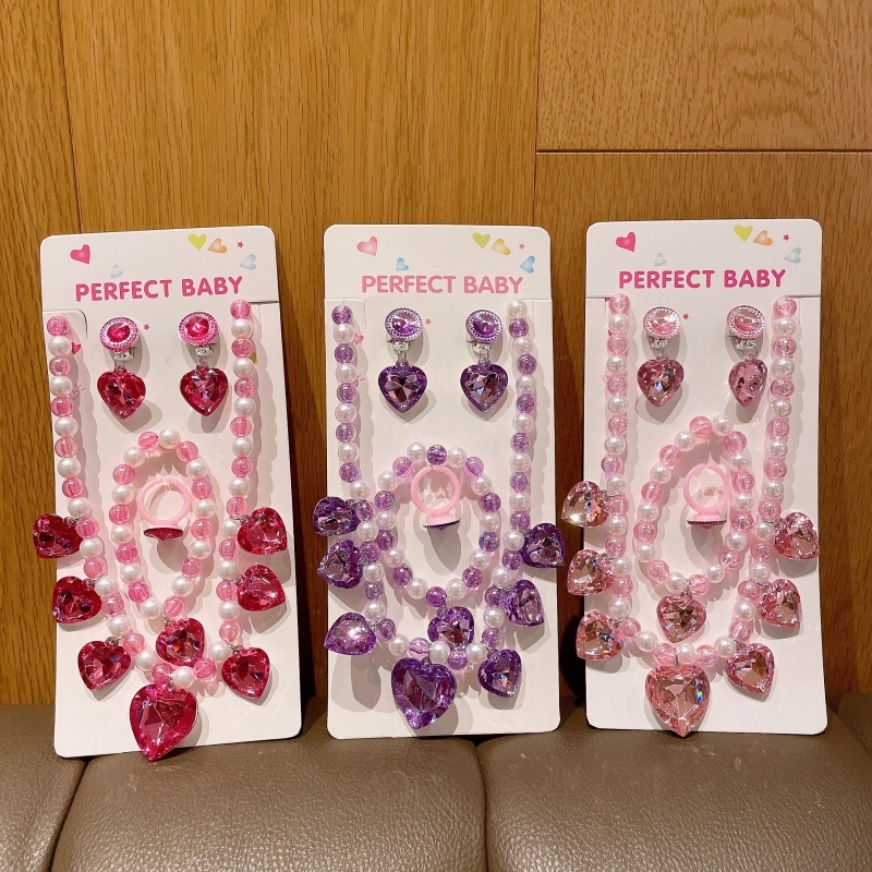 Set dječjeg nakita — princes stil, privjesak u obliku cvijeta, od plastike/smole, kuglični lanac, produžni lanac 11 cm i više, za djecu 3–10 godina