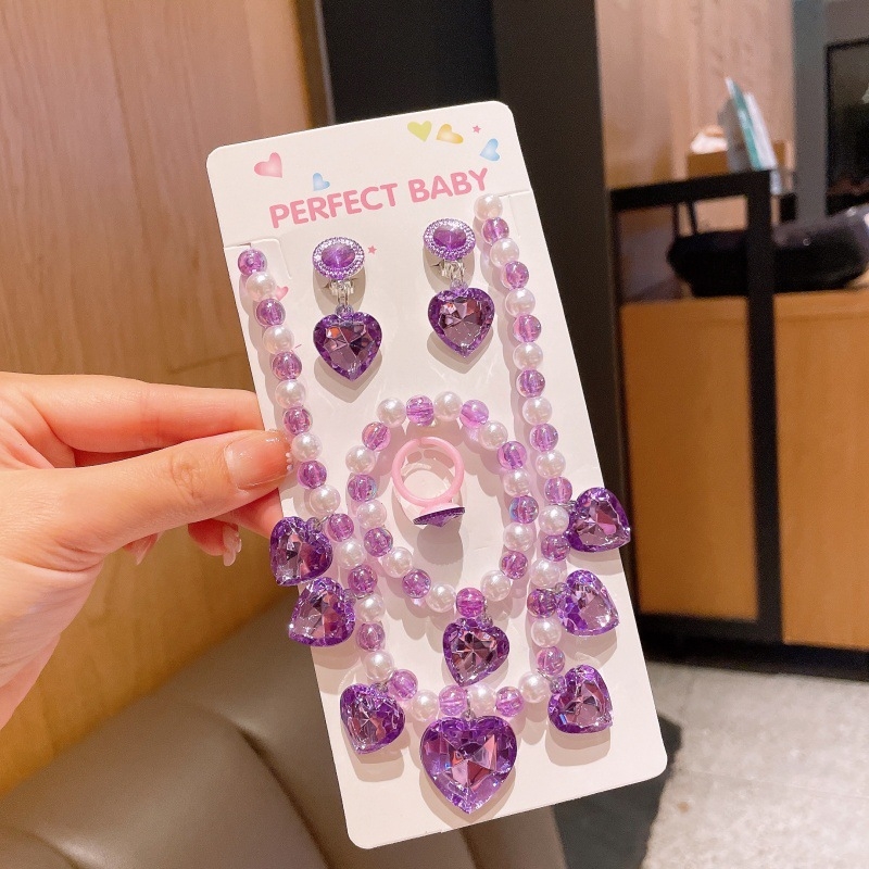 Set dječjeg nakita — princes stil, privjesak u obliku cvijeta, od plastike/smole, kuglični lanac, produžni lanac 11 cm i više, za djecu 3–10 godina