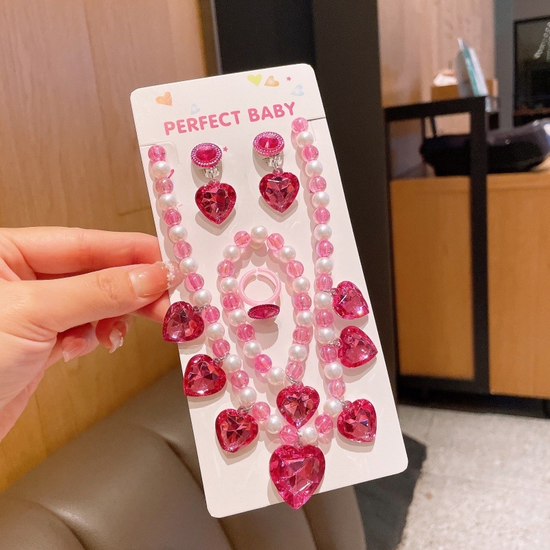 Set dječjeg nakita — princes stil, privjesak u obliku cvijeta, od plastike/smole, kuglični lanac, produžni lanac 11 cm i više, za djecu 3–10 godina