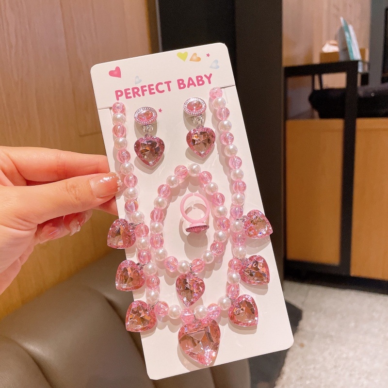 Set dječjeg nakita — princes stil, privjesak u obliku cvijeta, od plastike/smole, kuglični lanac, produžni lanac 11 cm i više, za djecu 3–10 godina