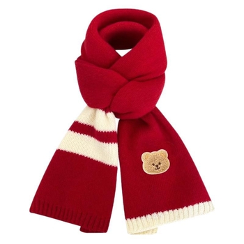 Női téli meleg sál karácsonyi motívummal és családi medve motívummal; warp-kötés, műszálas akril anyag, imitált kasmír