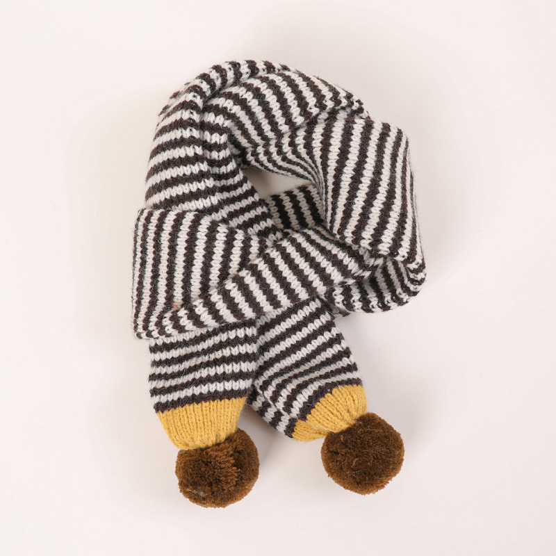 Unisex detský pruhovaný pletený šál na jeseň-zimu, teplo na krk, verzia 2025