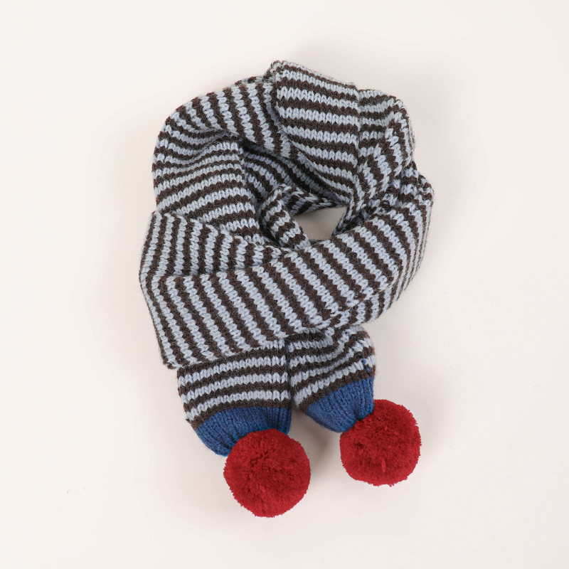 Unisex detský pruhovaný pletený šál na jeseň-zimu, teplo na krk, verzia 2025