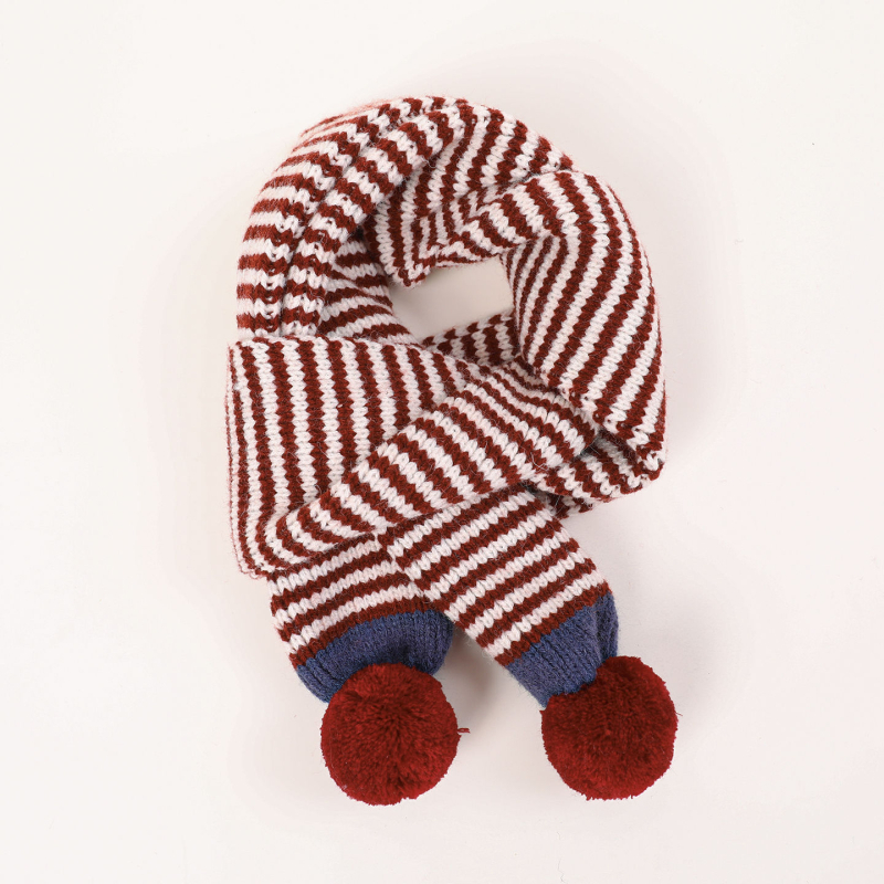 Unisex detský pruhovaný pletený šál na jeseň-zimu, teplo na krk, verzia 2025