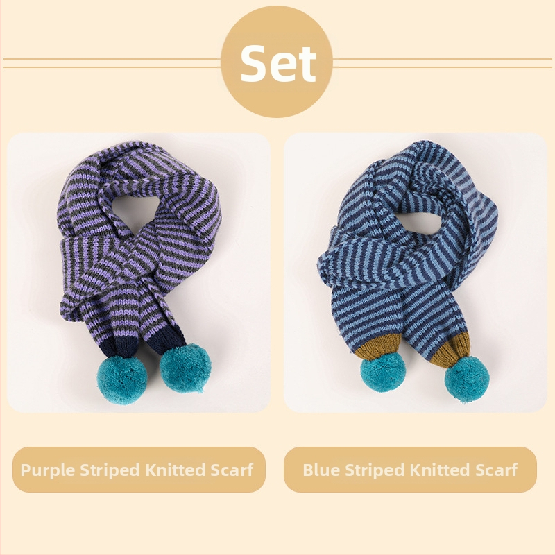 Unisex detský pruhovaný pletený šál na jeseň-zimu, teplo na krk, verzia 2025