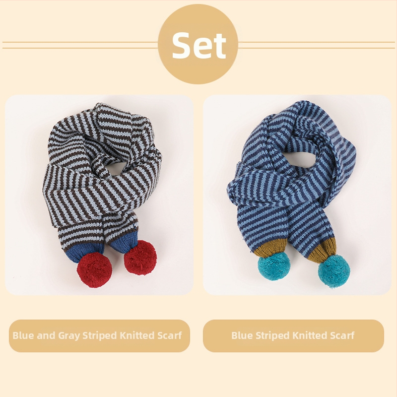 Unisex detský pruhovaný pletený šál na jeseň-zimu, teplo na krk, verzia 2025