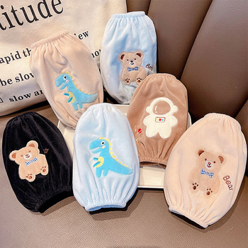 Manșete pentru copii cu design desen animat, material pânză, finisaj brodat, antifouling; pentru toamnă-iarna-primăvara; vârste 1–13